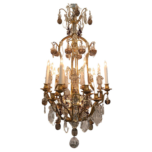 Louis XVI Style Gilded Bronze and Crystal Chandelier