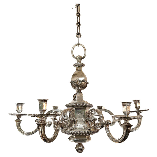 French Silver-Plated Chandelier