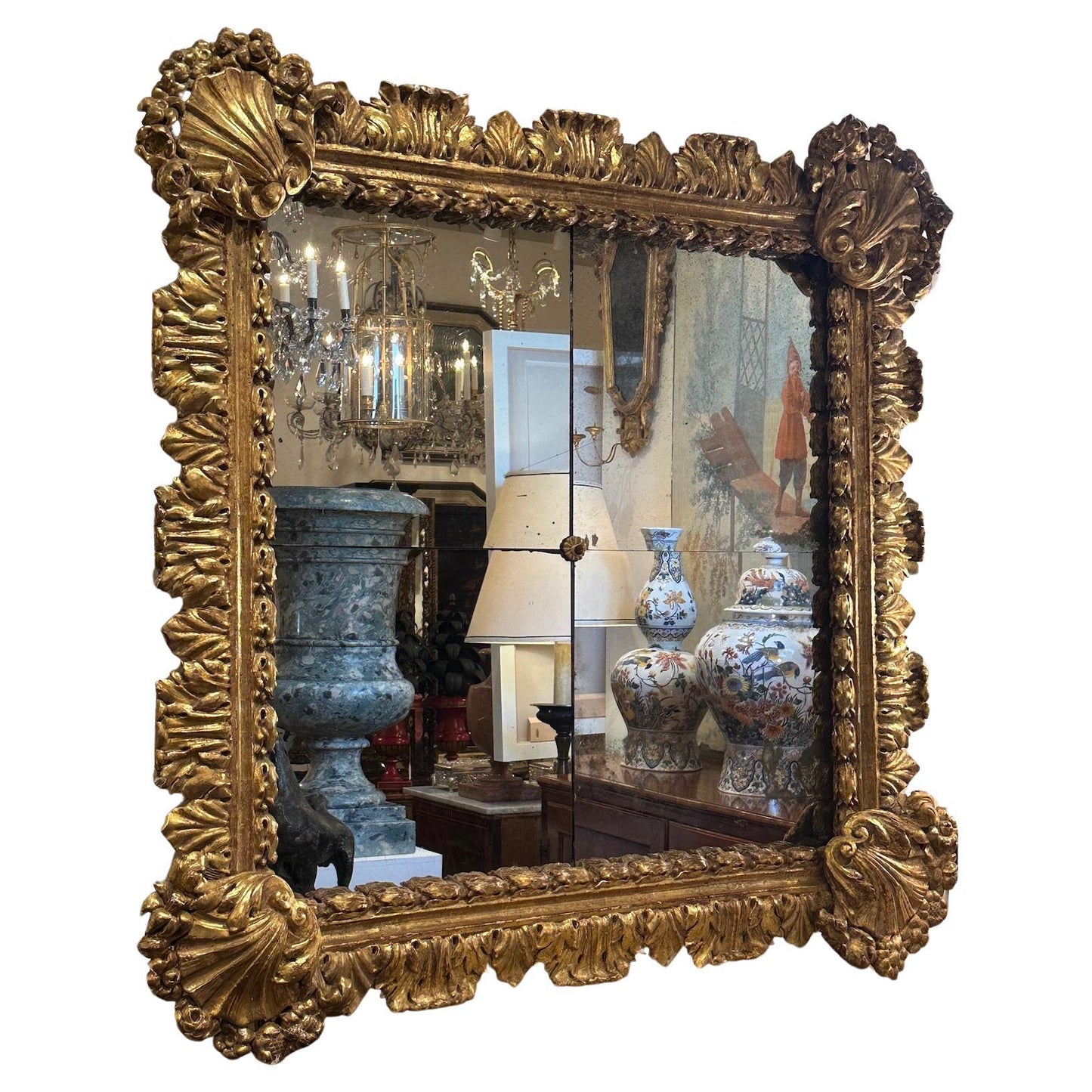 Northern Italian Gilded Square Mirror