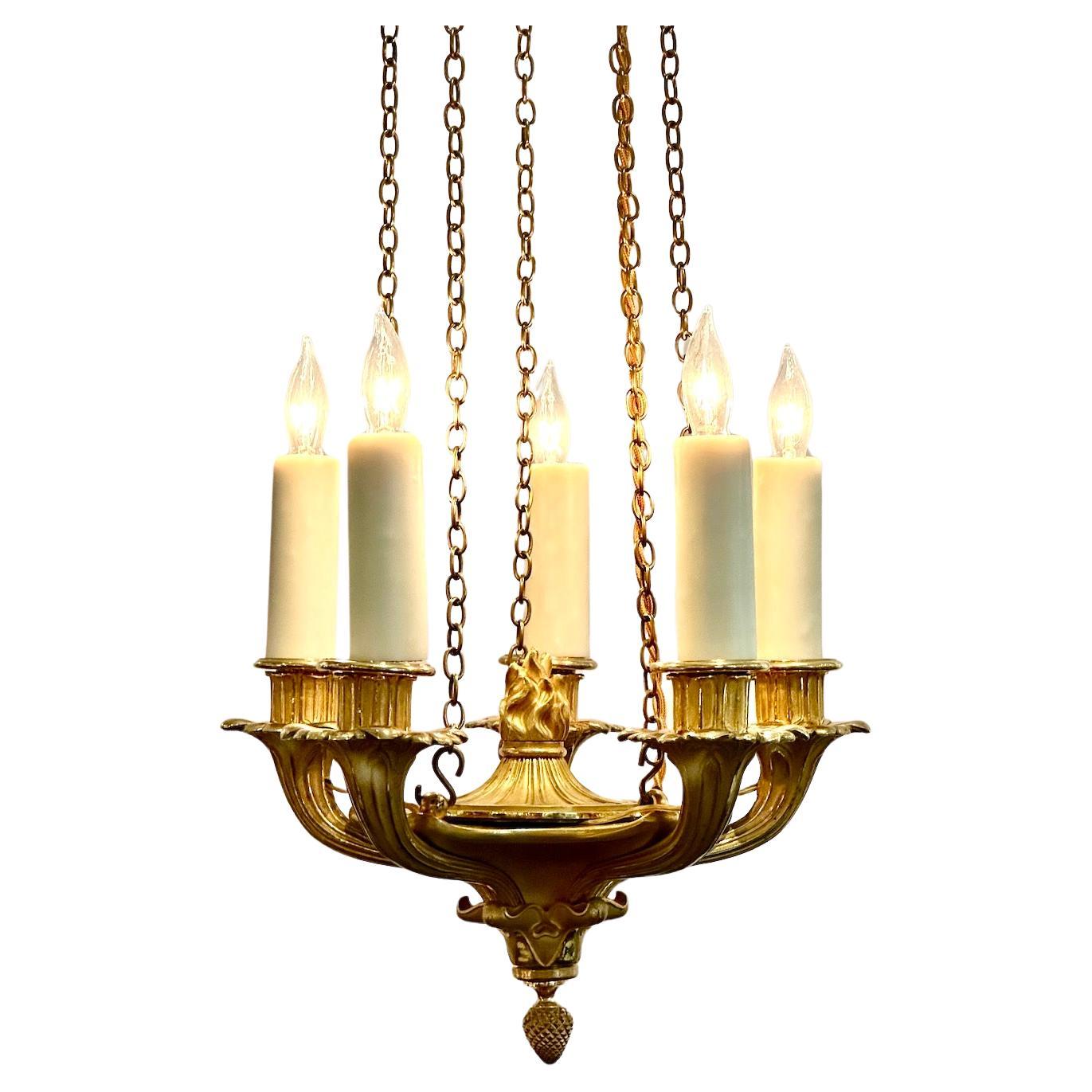 Petite Gilded Bronze Empire Chandelier