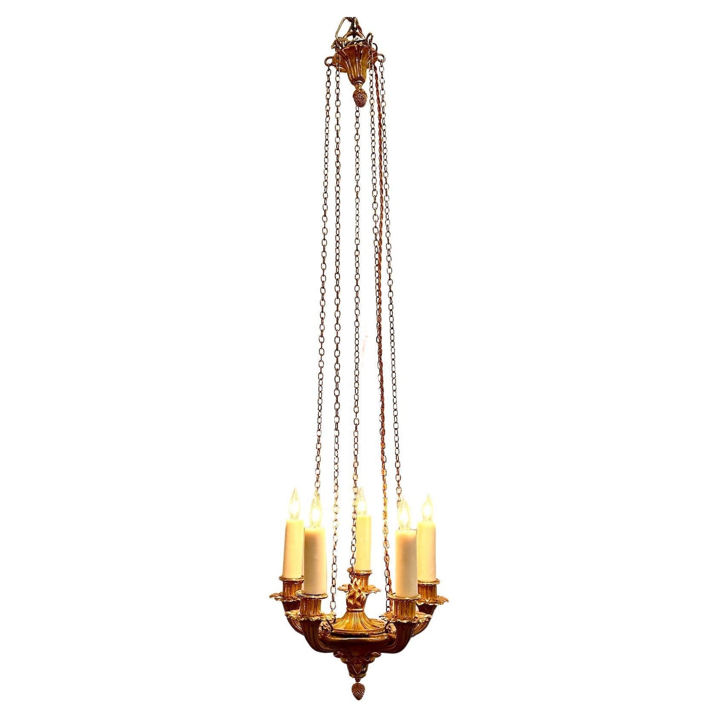 Petite Gilded Bronze Empire Chandelier