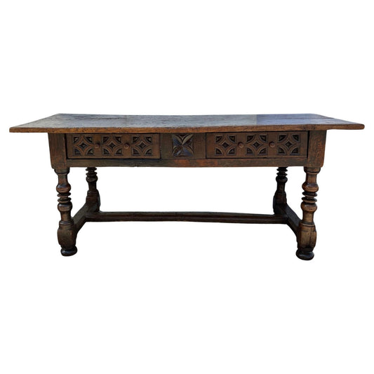 Spanish Baroque Walnut Library Table