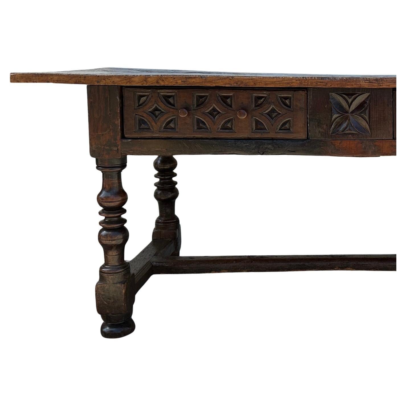 Spanish Baroque Walnut Library Table