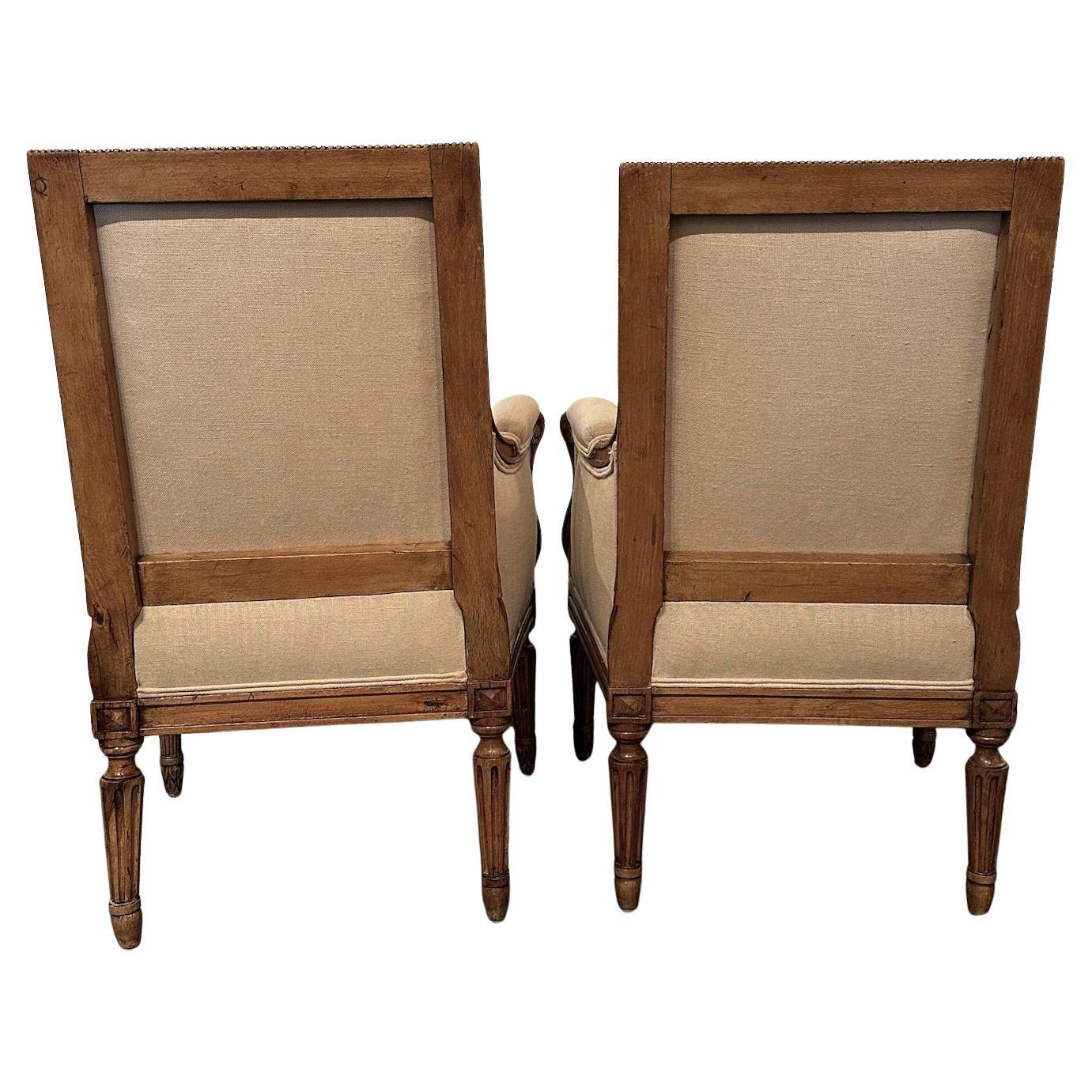 Pair of Walnut Louis XVI Style Bergères