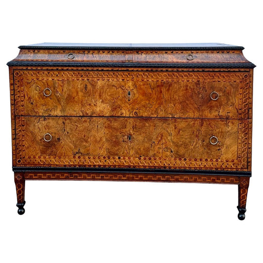 Inlaid Canted Top 4 Drawer Commode