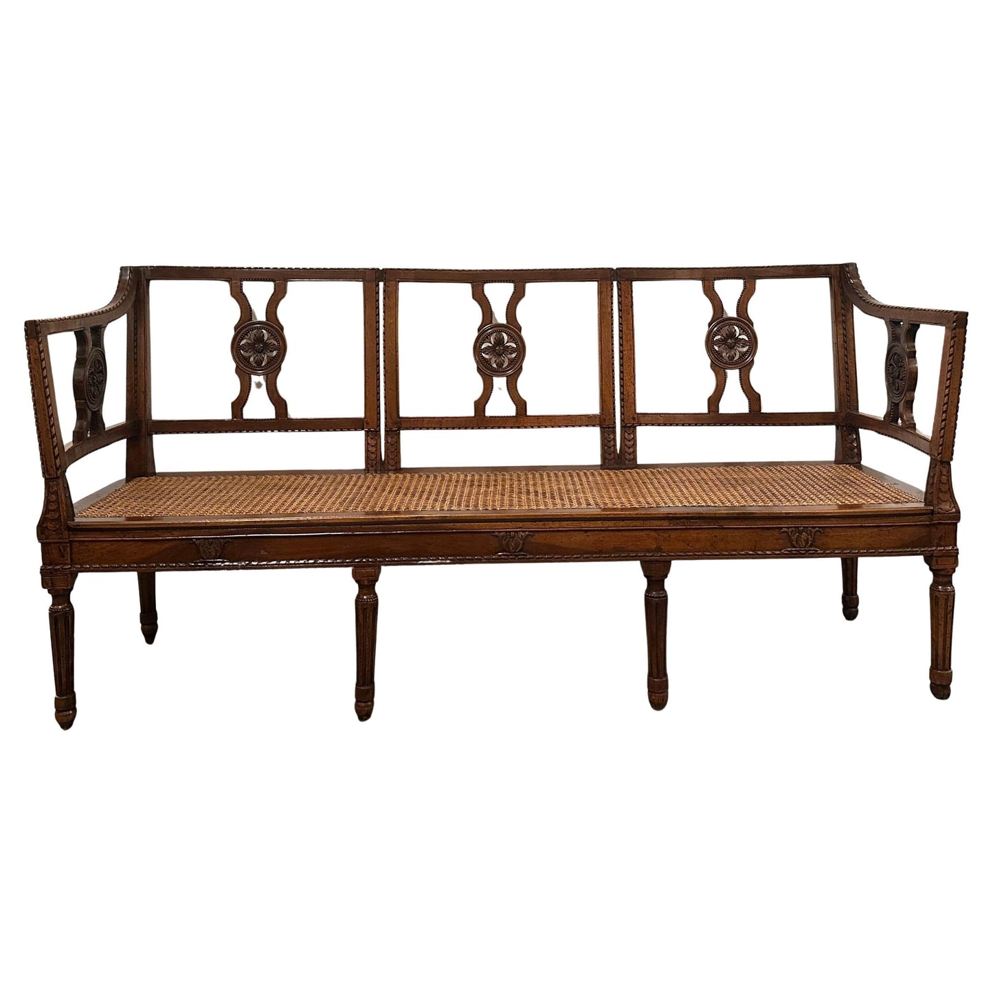 Hand-carved Walnut Tuscan 3 Seat Bench
