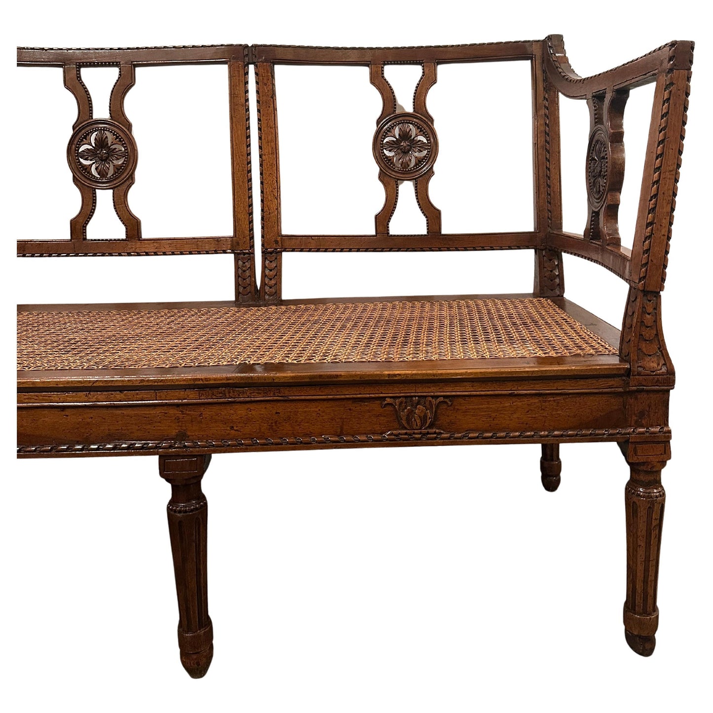 Hand-carved Walnut Tuscan 3 Seat Bench