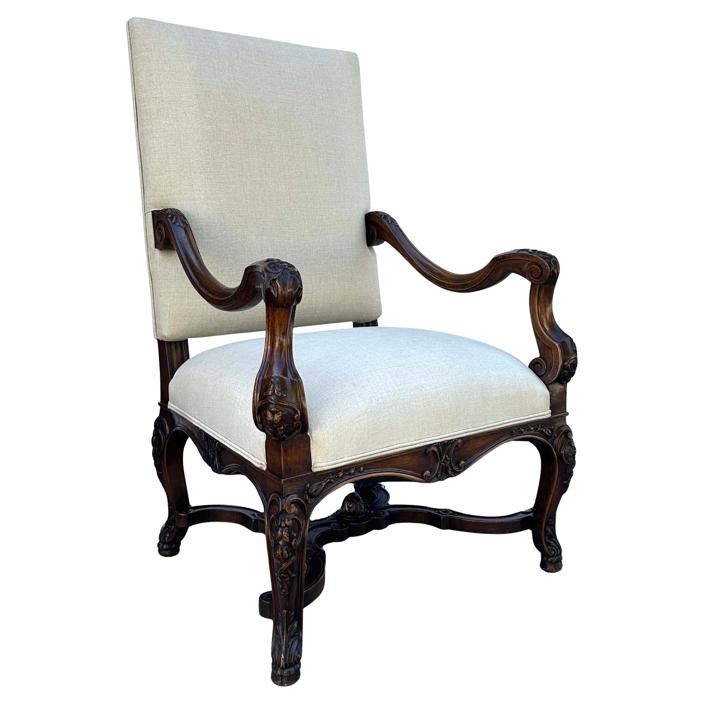 Hand-carved, 19th Century Walnut Italian Armchair