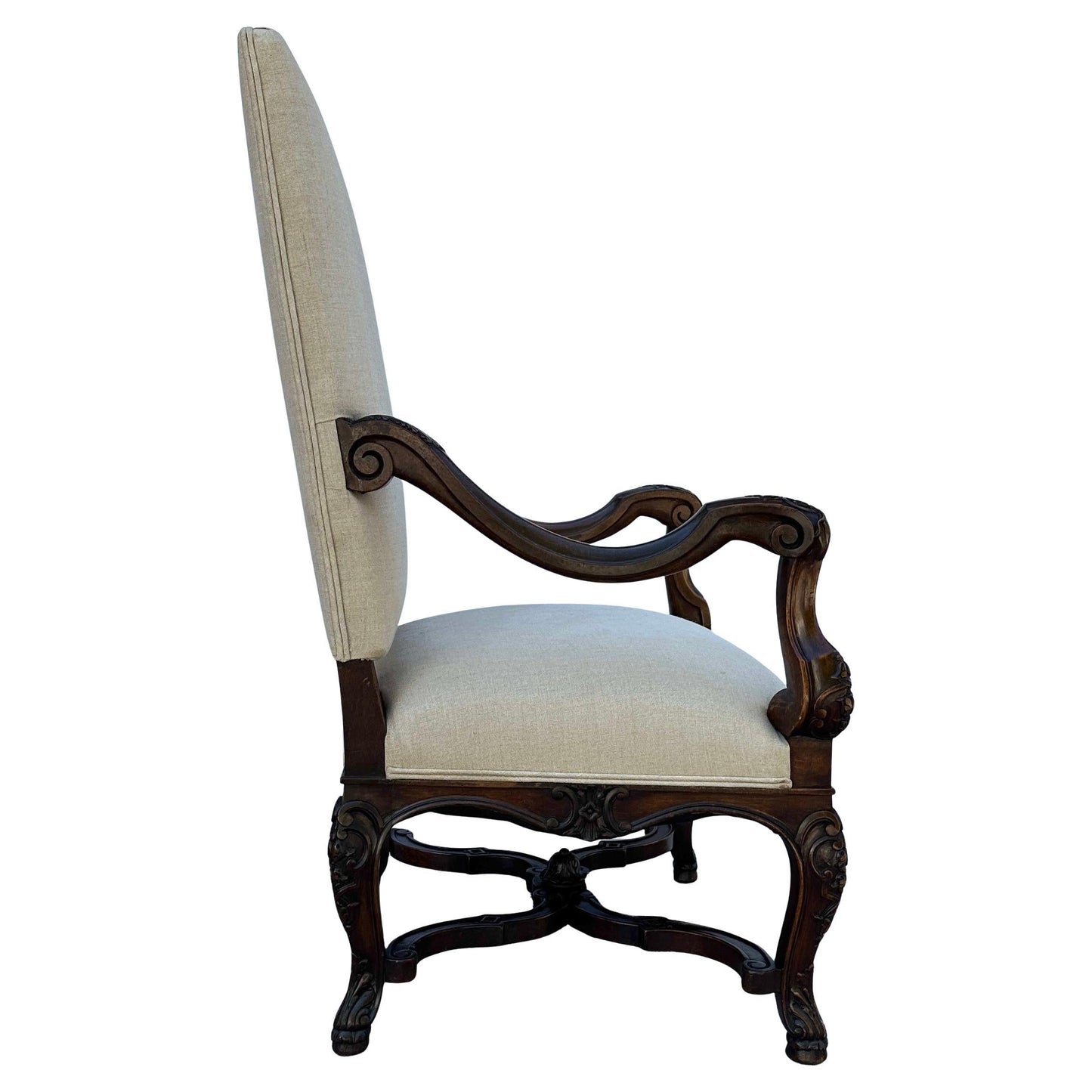 Hand-carved, 19th Century Walnut Italian Armchair
