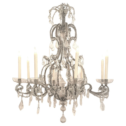 19th Century Maison Baguès Rock Crystal and Beaded Chandelier