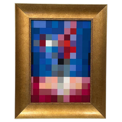 Contemporary Geometric Oil Painting by Daniele Bacci in Gilded Antique Frame – 21st Century, Lucca, Italy
