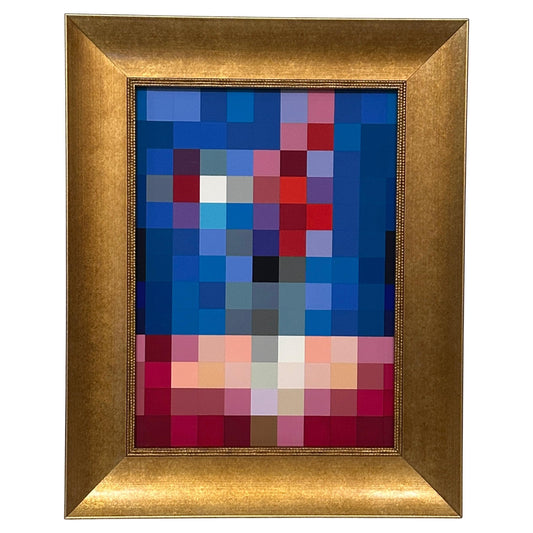 Contemporary Geometric Oil Painting by Daniele Bacci in Gilded Antique Frame – 21st Century, Lucca, Italy