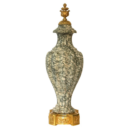 Pair of Louis XVI Style Cippolino Marble Urns