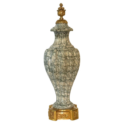 Pair of Louis XVI Style Cippolino Marble Urns
