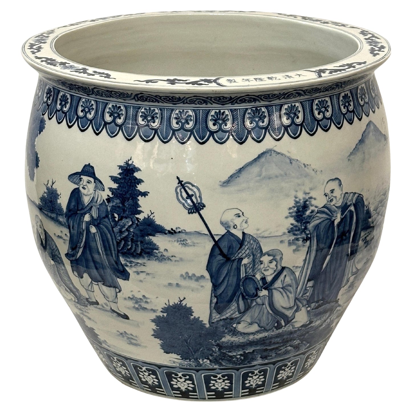 Large, Chinese Republic Period, Hand-painted Cache Pot