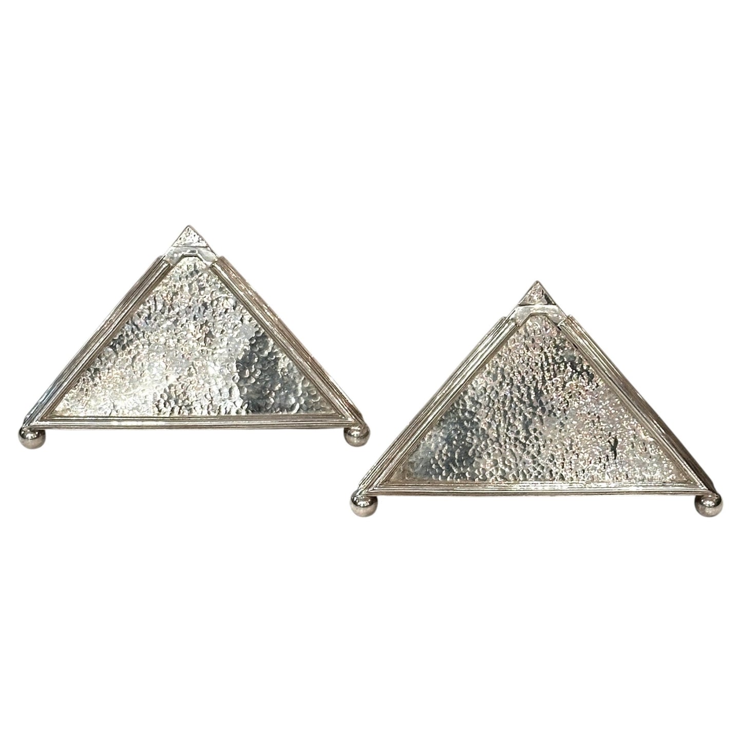Pair of Pounded Silver-Plaited Pyramids - 20th Century