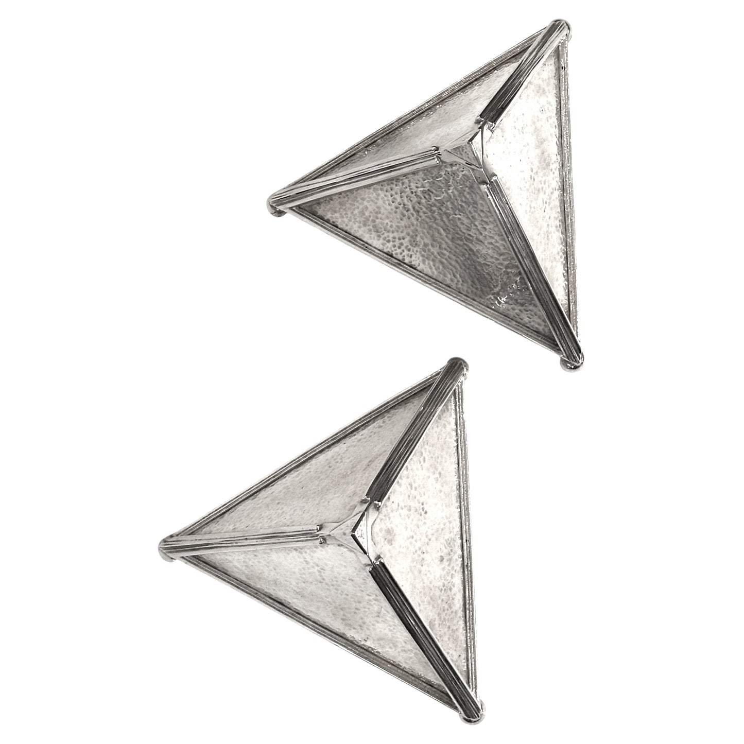 Pair of Pounded Silver-Plaited Pyramids - 20th Century