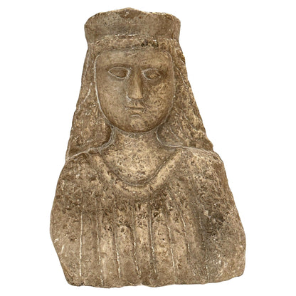 Italian Hand-Carved Stone Bust of a Female Figure — 16th Century,  Lucite Base