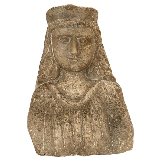 Italian Hand-Carved Stone Bust of a Female Figure — 16th Century,  Lucite Base