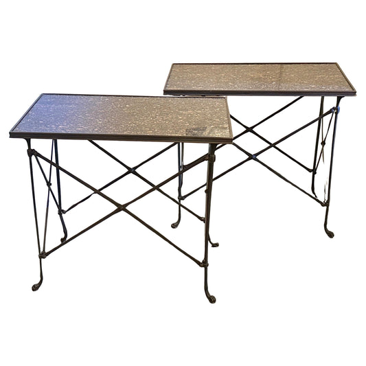 Maison Jansen Patinated Bronze and Marble-Top Tables — France-19th century