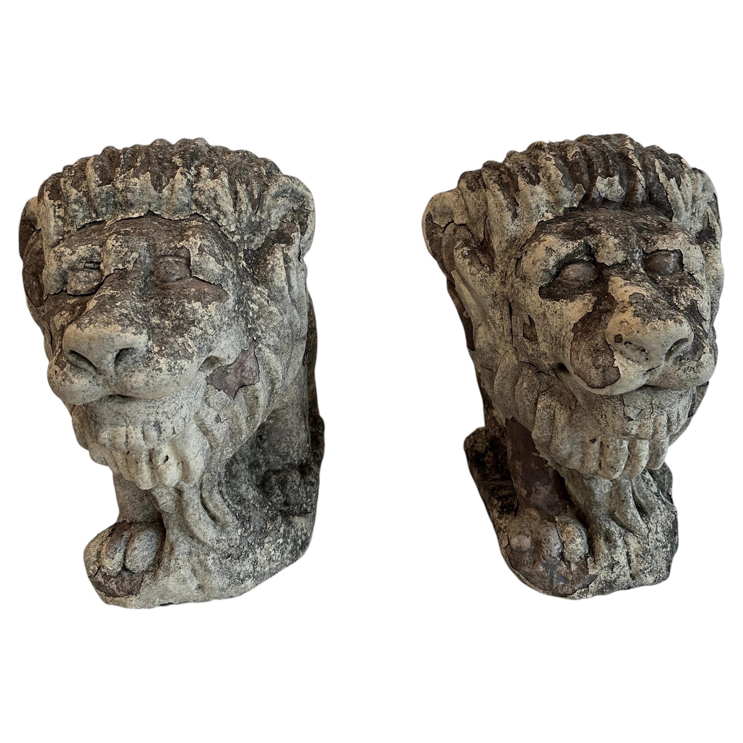 Pair of 1920's-Italian-Renaissance Style Composition Lions