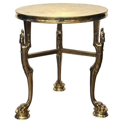 Polished Solid Bronze Greek Inspired Side Table-20th Century