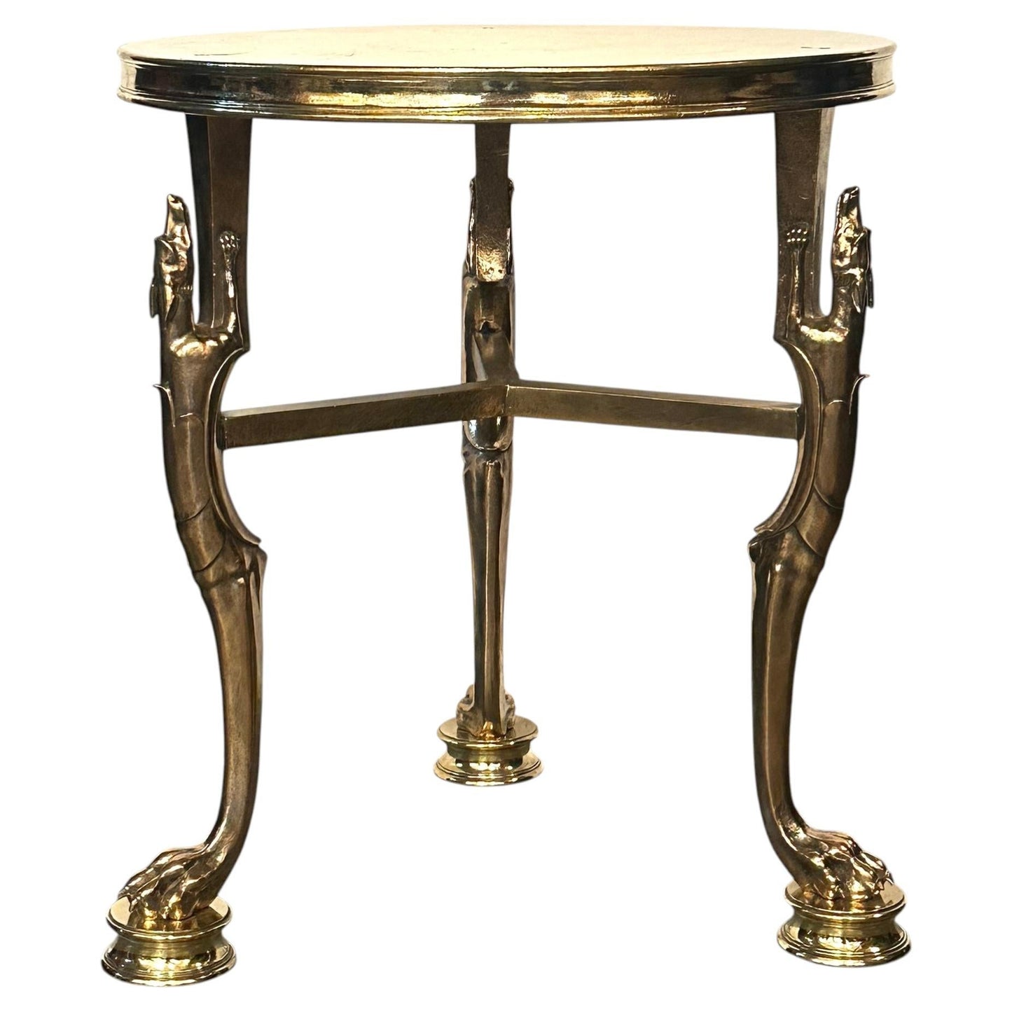Polished Solid Bronze Greek Inspired Side Table-20th Century
