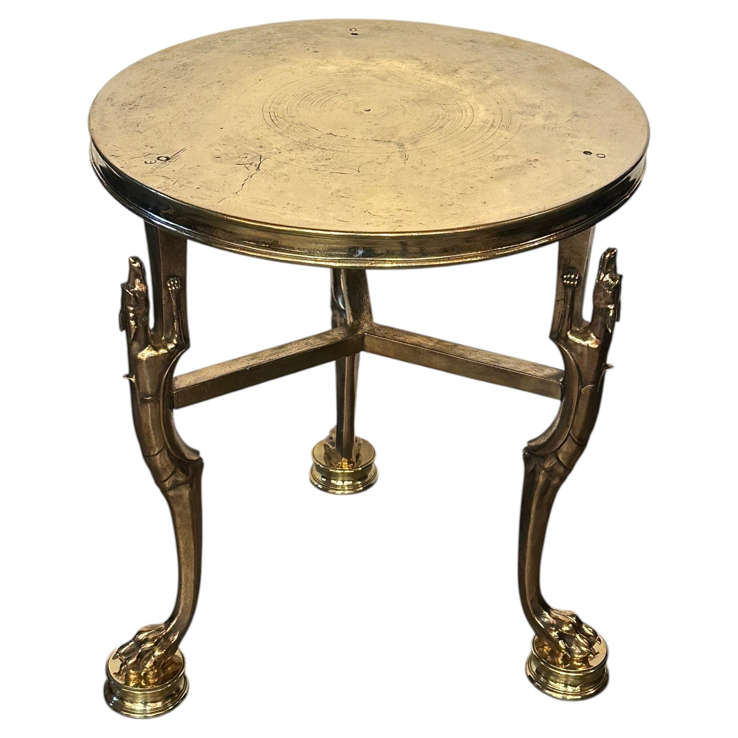 Polished Solid Bronze Greek Inspired Side Table-20th Century