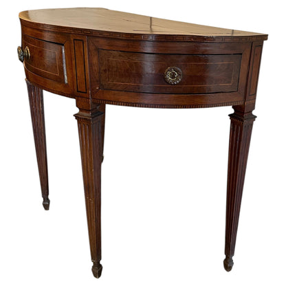 Tuscan Walnut Demilune Console Table-Circa 1850