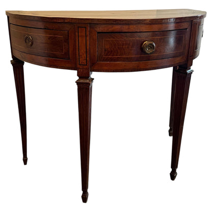 Tuscan Walnut Demilune Console Table-Circa 1850