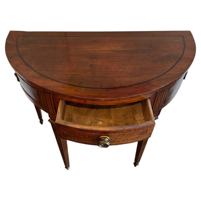 Tuscan Walnut Demilune Console Table-Circa 1850