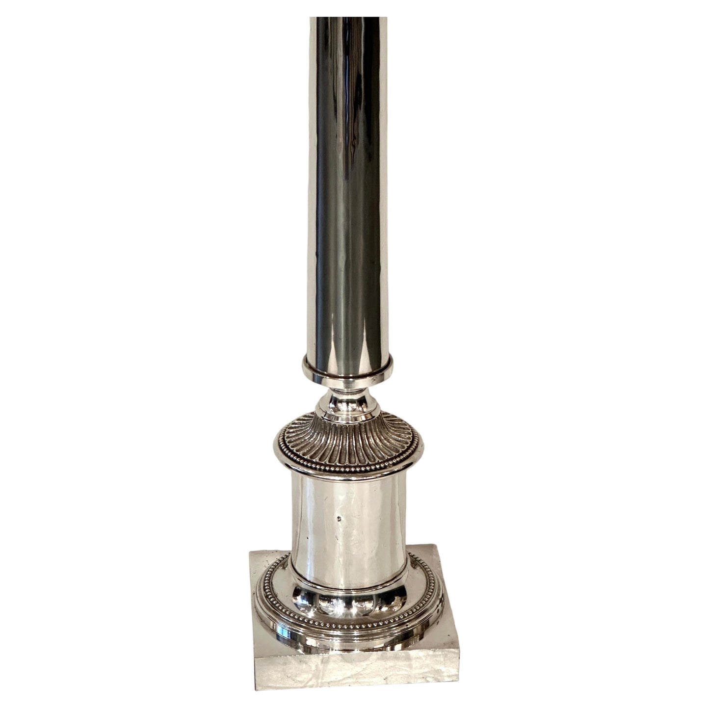Silver Plated Column Shaped Lamp.  Circa 1900.
