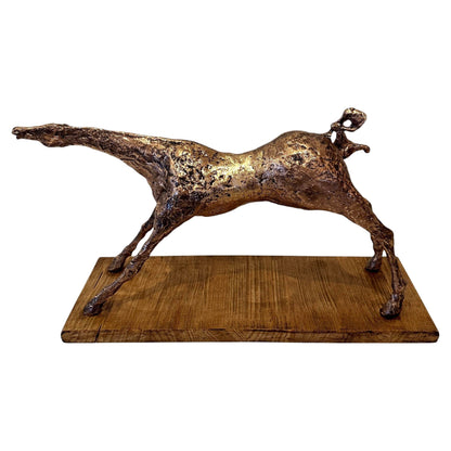 Mounted, Cast Bronze Modern Horse Sculpture by Italian Artist Primo Conti