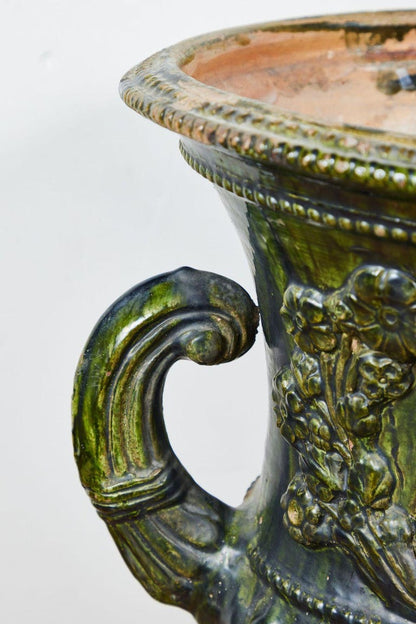 Rare, 19th C., Sicilian, Green Glazed Urns