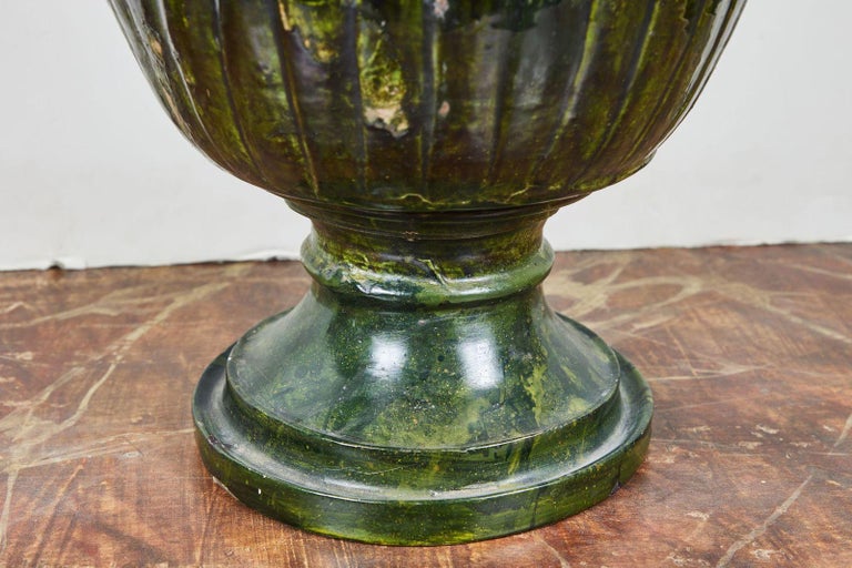 Rare, 19th C., Sicilian, Green Glazed Urns