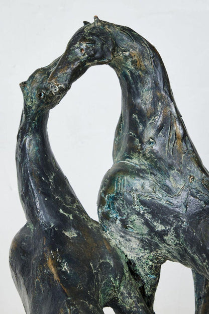 Glazed, Resin Statue of Horses