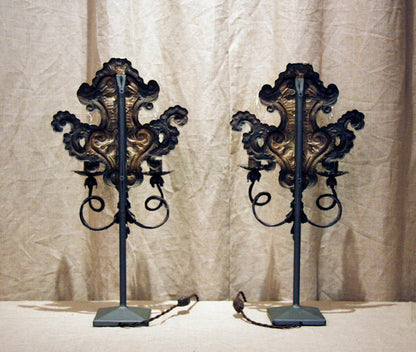 Pair of Pounded Metal Plum Lights