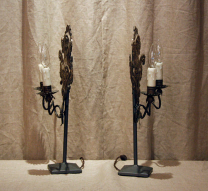 Pair of Pounded Metal Plum Lights