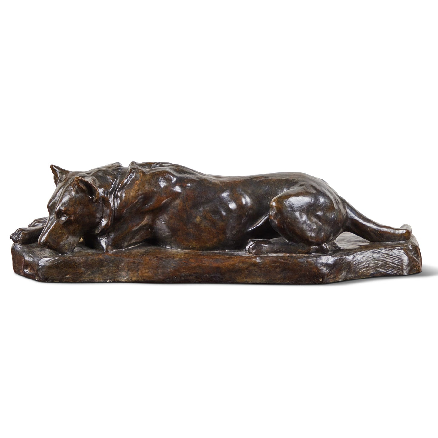 Signed, Bronze Sculpture of Resting Dog