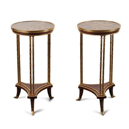 Veneered Side Tables with Tiger's Eye