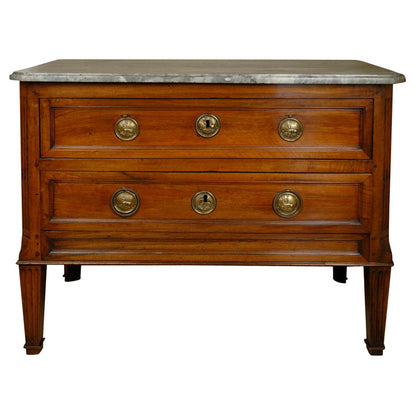 18th c., Walnut Commode with Marble Top