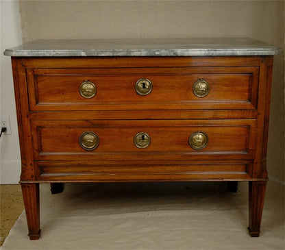 18th c., Walnut Commode with Marble Top