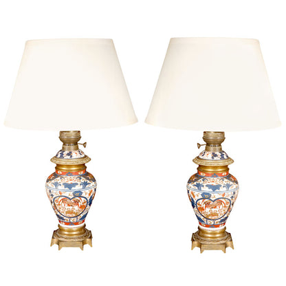 Antique Pair of Imari Lamps