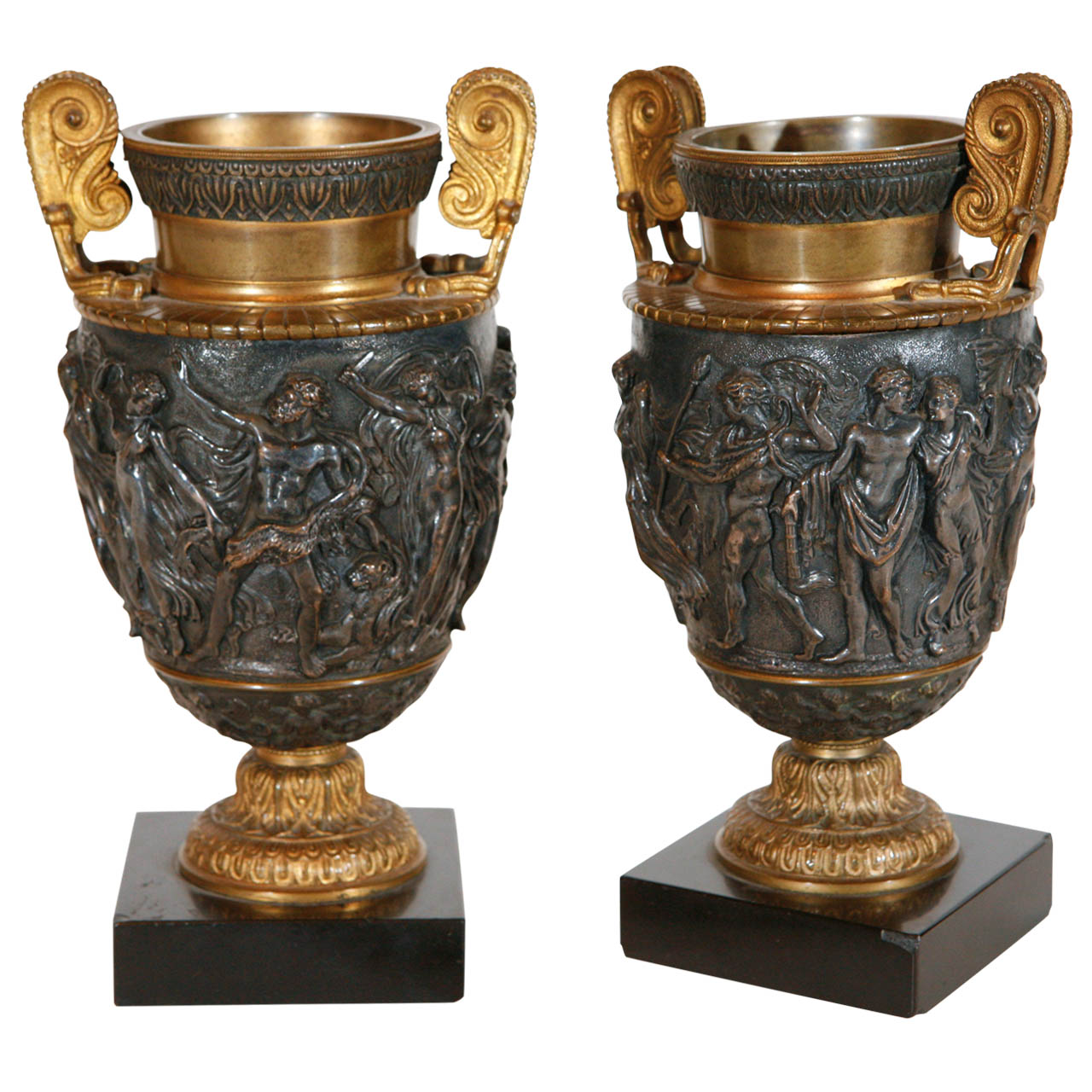 Turn-of-the-Century, Silver and Bronze Urns